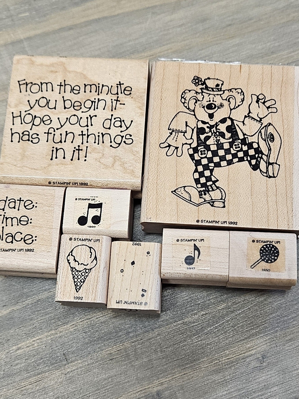 Stampin' Up! Wooden Rubber Stamp Set - "Clowning Around"